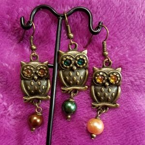 Owl Earrings- Brown